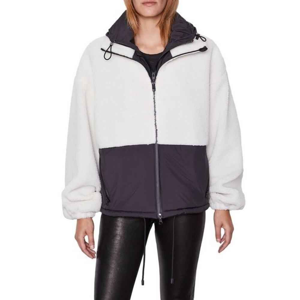 Frame Sherpa & Tech Taffeta Anorak Coat Jacket Black & White Women’s XL NWT